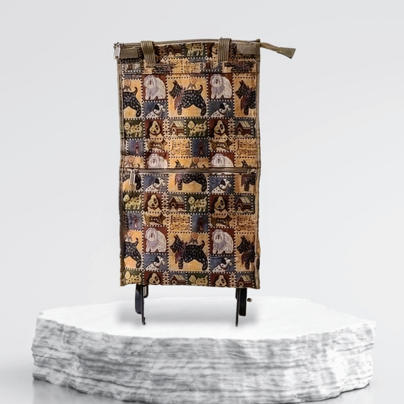 Jade Tapestry Dogs Faithful Companion Collapsible Rolling Travel Bag - Picture 3 of 8